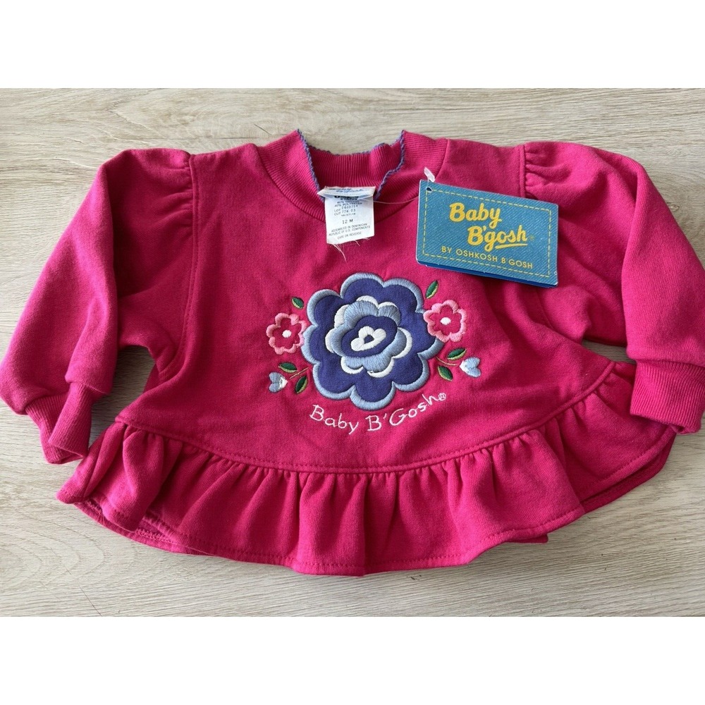 Oshkosh VINTAGE Baby B'gosh sweatshirt NEW Tags Size 12 months PINK